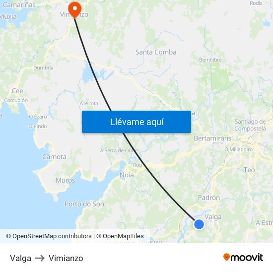 Valga to Vimianzo map