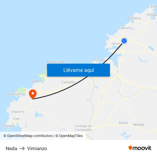 Neda to Vimianzo map