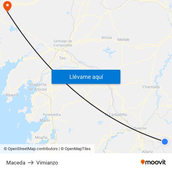 Maceda to Vimianzo map