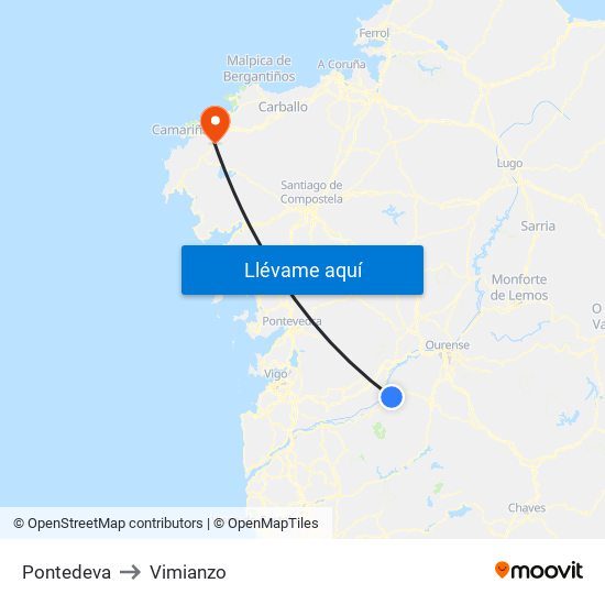 Pontedeva to Vimianzo map