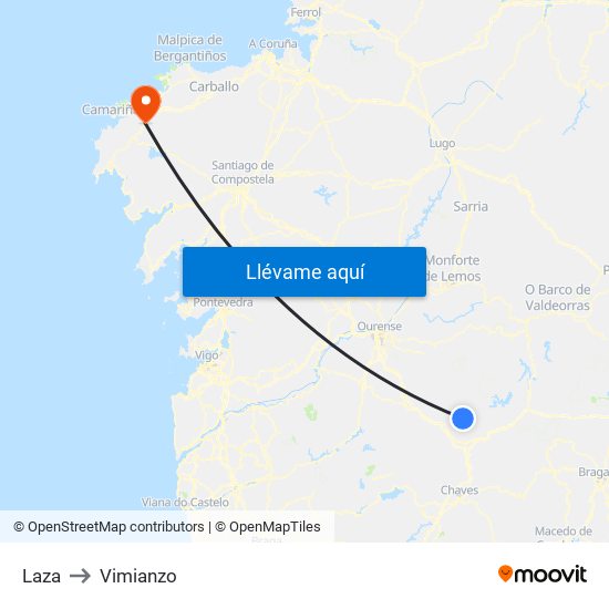 Laza to Vimianzo map