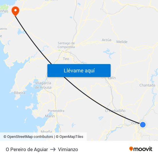 O Pereiro de Aguiar to Vimianzo map