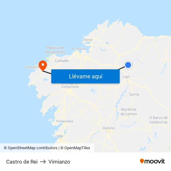 Castro de Rei to Vimianzo map