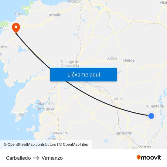 Carballedo to Vimianzo map