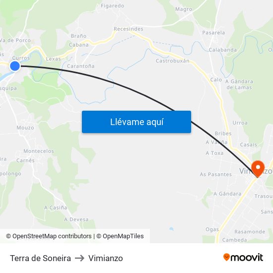 Terra de Soneira to Vimianzo map