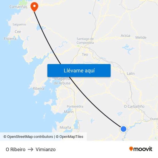 O Ribeiro to Vimianzo map