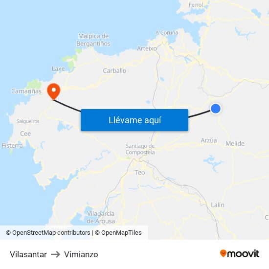 Vilasantar to Vimianzo map