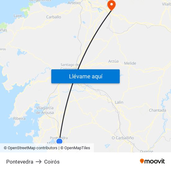 Pontevedra to Coirós map