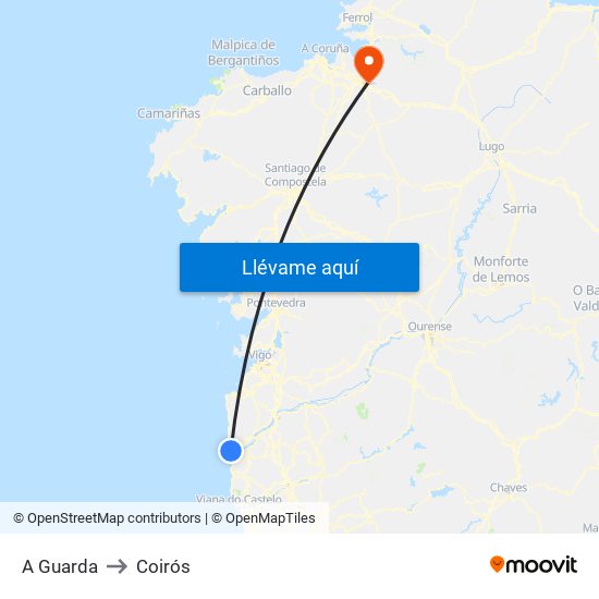 A Guarda to Coirós map