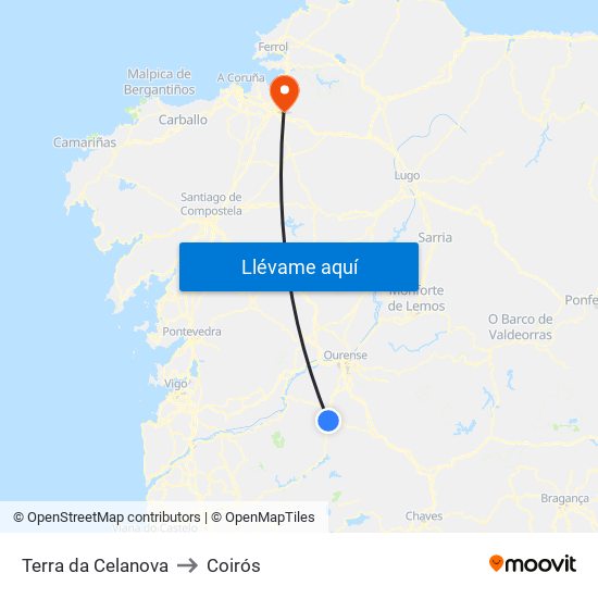 Terra da Celanova to Coirós map