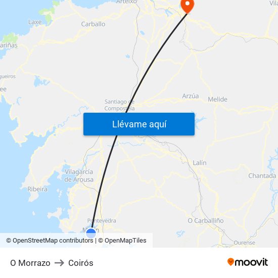 O Morrazo to Coirós map