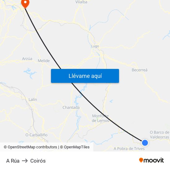 A Rúa to Coirós map