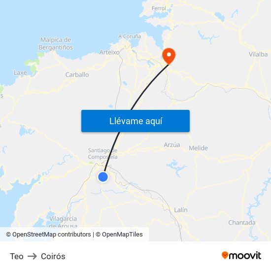 Teo to Coirós map