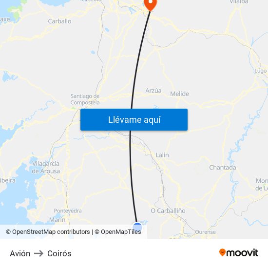Avión to Coirós map