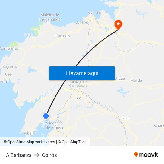 A Barbanza to Coirós map