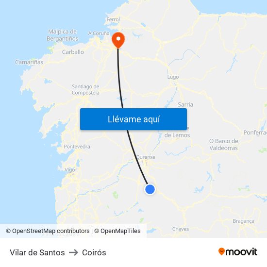 Vilar de Santos to Coirós map