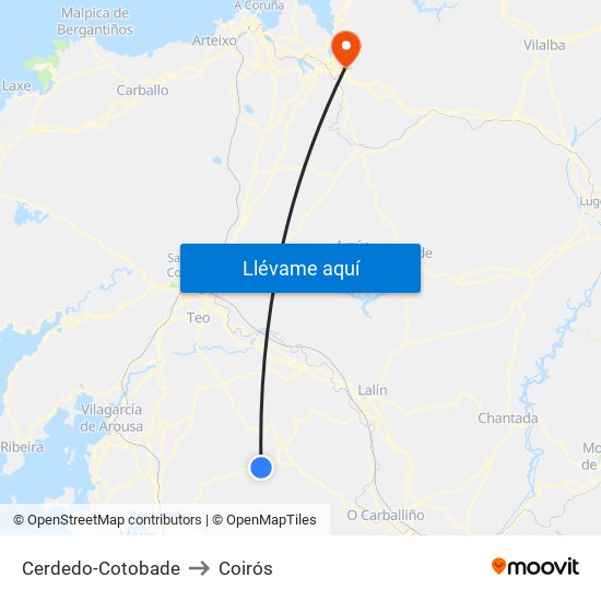 Cerdedo-Cotobade to Coirós map