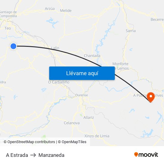 A Estrada to Manzaneda map
