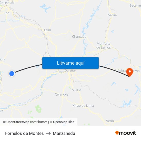 Fornelos de Montes to Manzaneda map