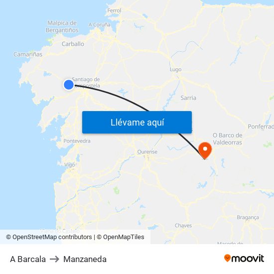 A Barcala to Manzaneda map