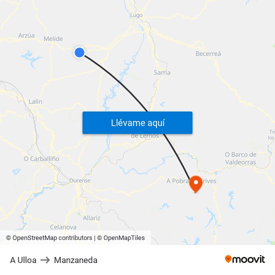 A Ulloa to Manzaneda map