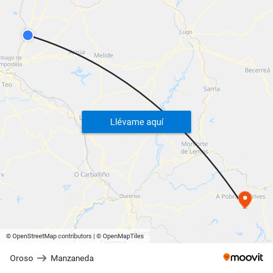 Oroso to Manzaneda map
