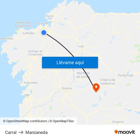 Carral to Manzaneda map