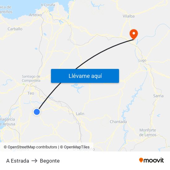 A Estrada to Begonte map