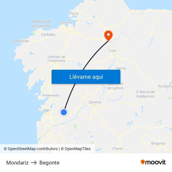 Mondariz to Begonte map