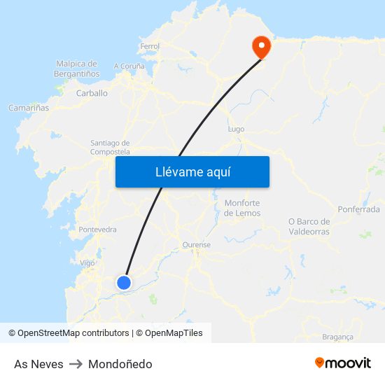 As Neves to Mondoñedo map