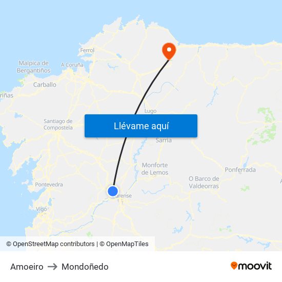 Amoeiro to Amoeiro map