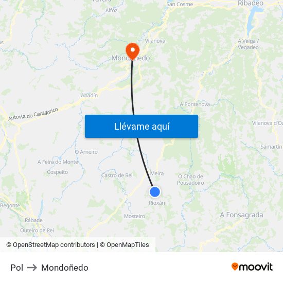 Pol to Mondoñedo map