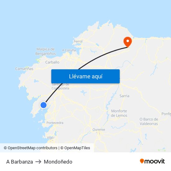 A Barbanza to Mondoñedo map