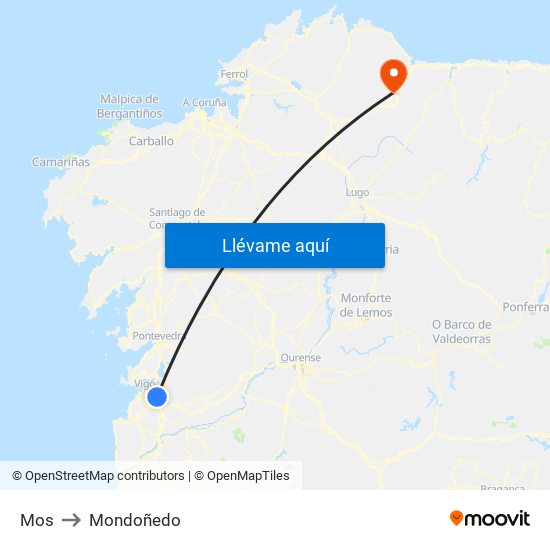 Mos to Mondoñedo map