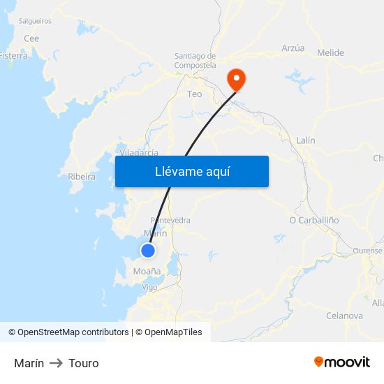 Marín to Touro map