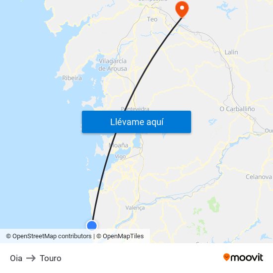 Oia to Touro map