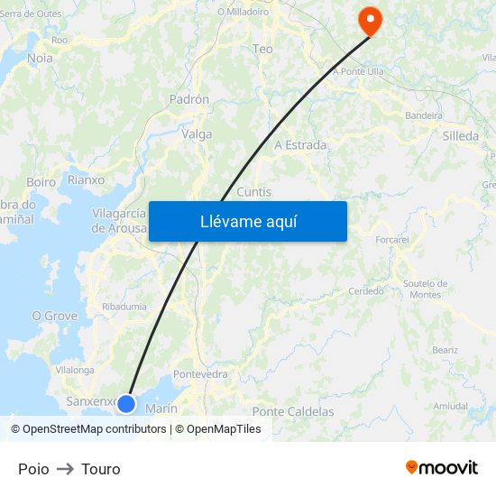 Poio to Touro map