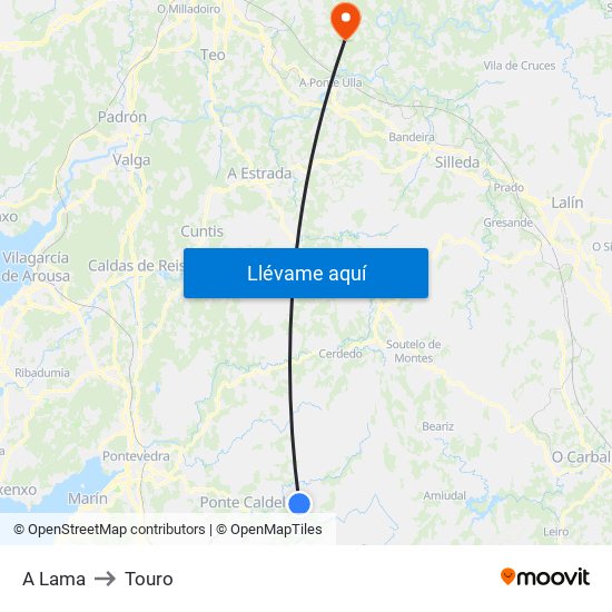 A Lama to Touro map