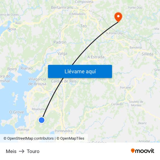 Meis to Touro map