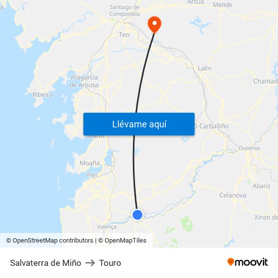 Salvaterra de Miño to Touro map
