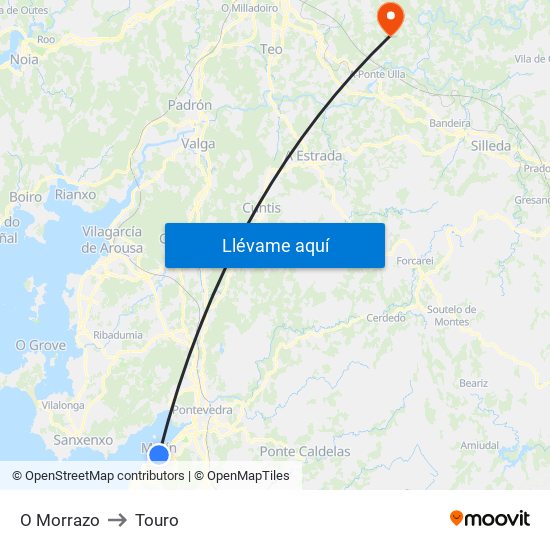 O Morrazo to Touro map