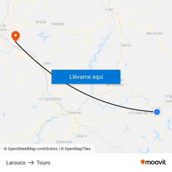 Larouco to Touro map