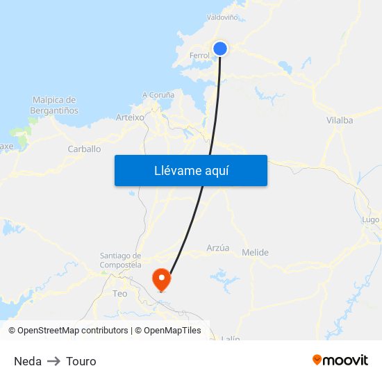 Neda to Touro map