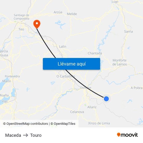 Maceda to Touro map