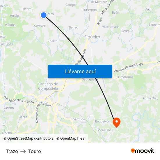 Trazo to Touro map