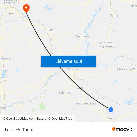 Laza to Touro map