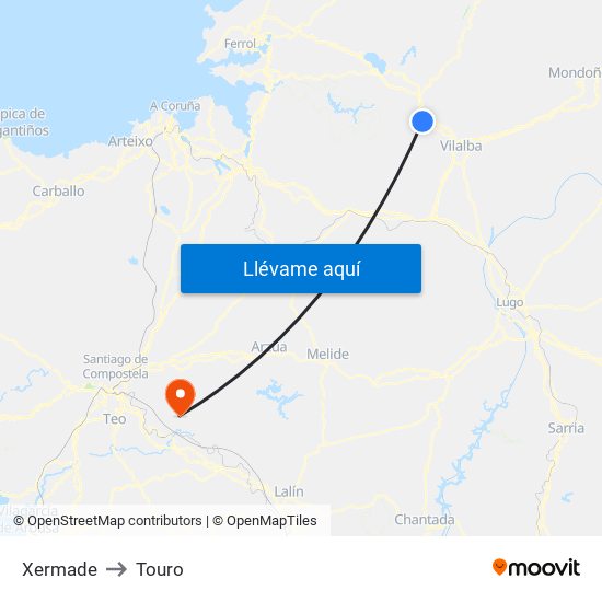 Xermade to Touro map