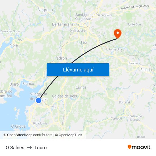 O Salnés to Touro map