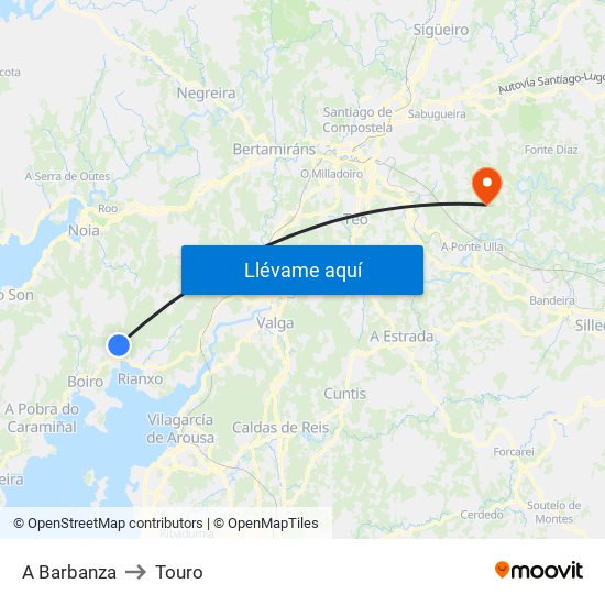 A Barbanza to Touro map