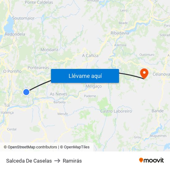 Salceda De Caselas to Ramirás map